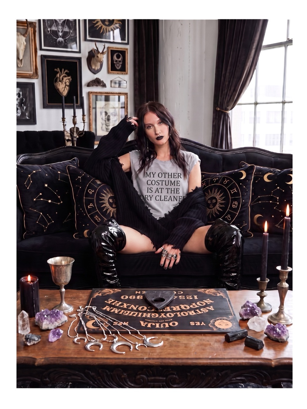 new Wildfox  My Other Costume Halloween Tee T Shirt  Heather Grey  Oversize M